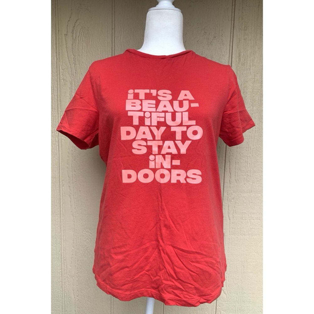 ban.do It’s a Beautful Day to Stay Indoors Tee Shirt Red Medium